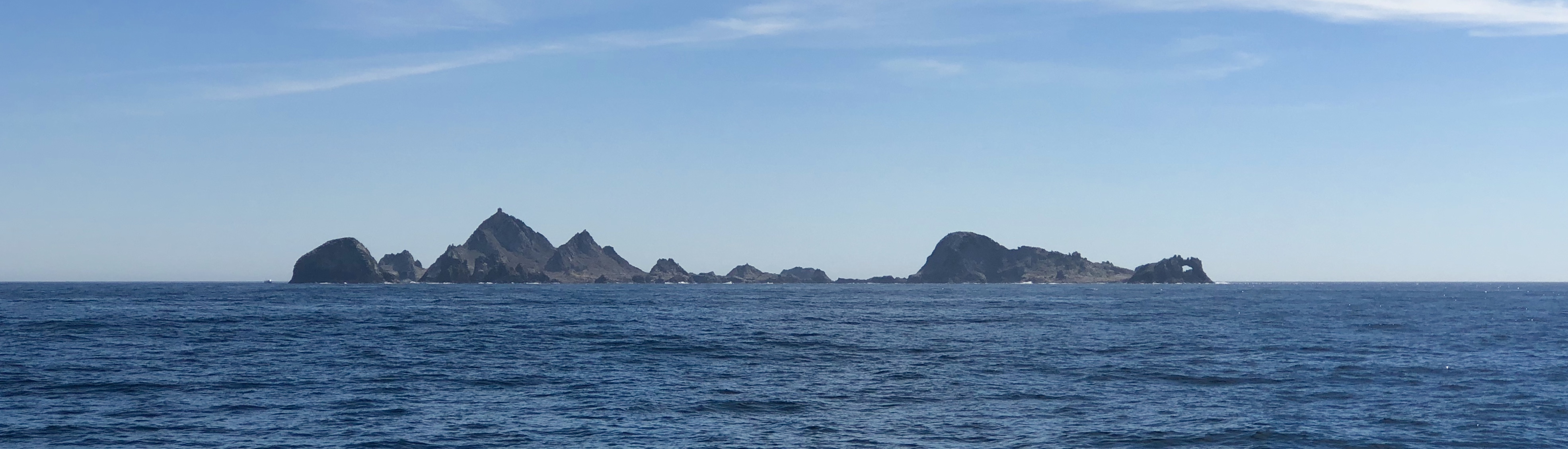 Farallon Islands rising out of the ocean water