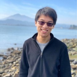 Daniel in front of the rocky intertidal